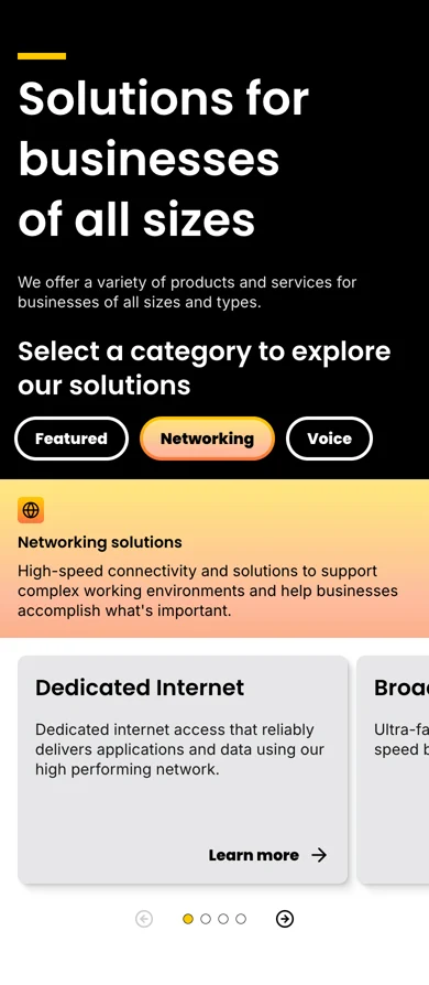 The full 2024 design on a phone: tabs, a category band and one row of cards