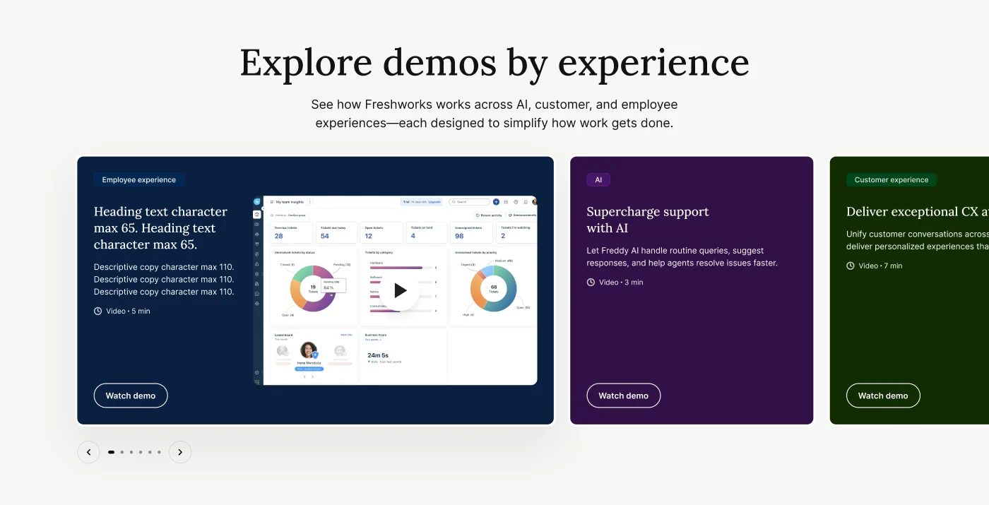 Option one: a carousel of demo cards you page through